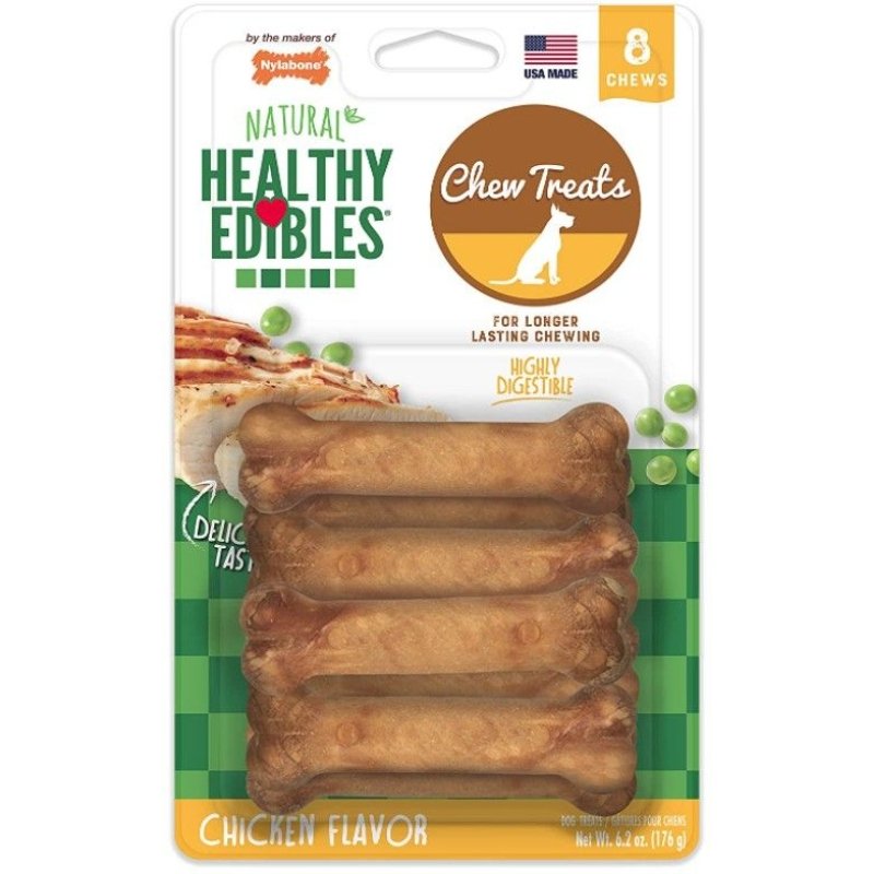 Nylabone Healthy Edibles Wholesome Dog Chews - Chicken Flavor - Petite - 3.75" Long (8 Pack) Nylabone Healthy Edibles Wholesome Dog Chews - Chicken Flavor - Petite - 3.75" Long (8 Pack)