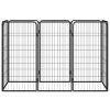 8-Panel Dog Playpen Black 19.7"x39.4" Powder-coated Steel